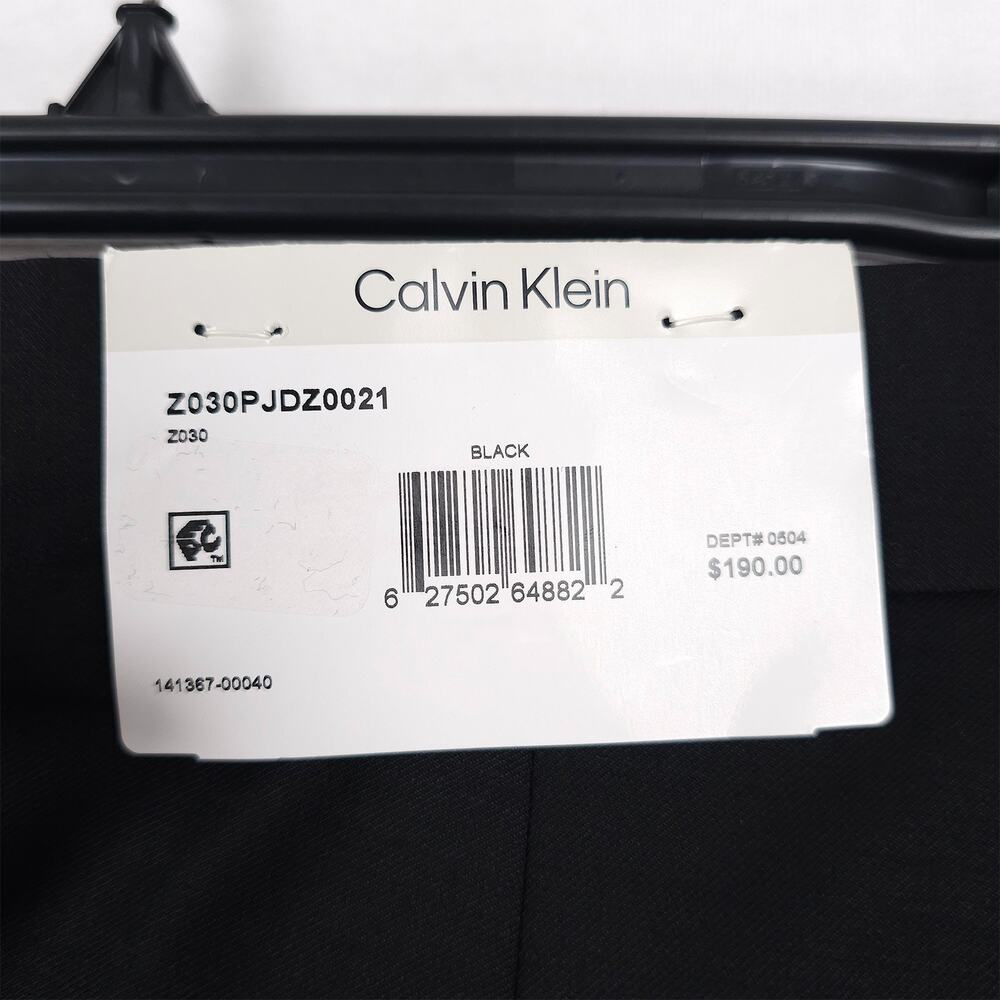 Calvin Klein Mens Slim Fit Wool Dress Pants 40x32 Black Solid Pleated NWT - Picture 12 of 13